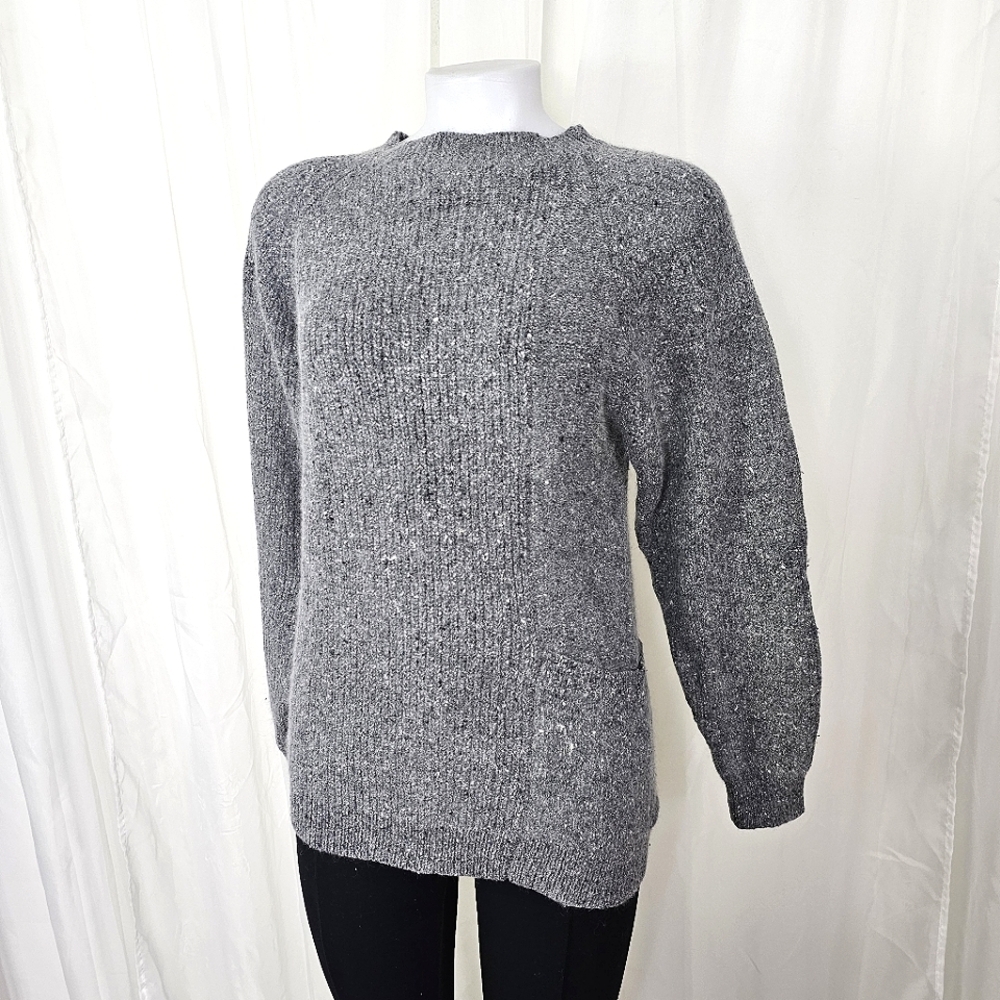 Tissagé Sweater Heather Charcoal Gray Silk Angora Lambswool Medium